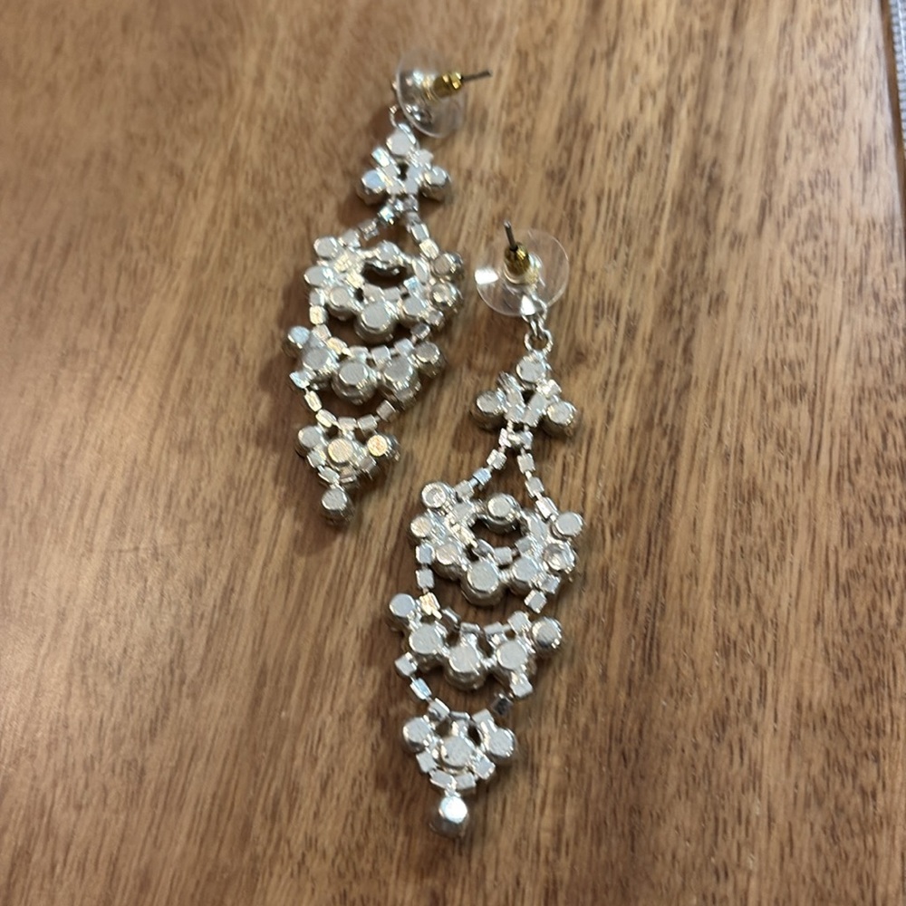 Silver Rhinestone Statement Earrings - Picture 5 of 5